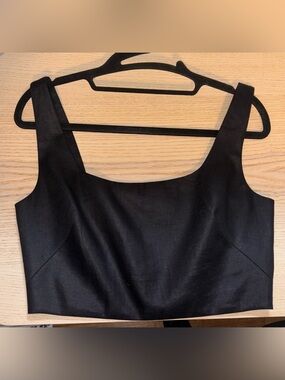 Banana Republic Black Square-Neck Fitted Linen Crop Top size small
